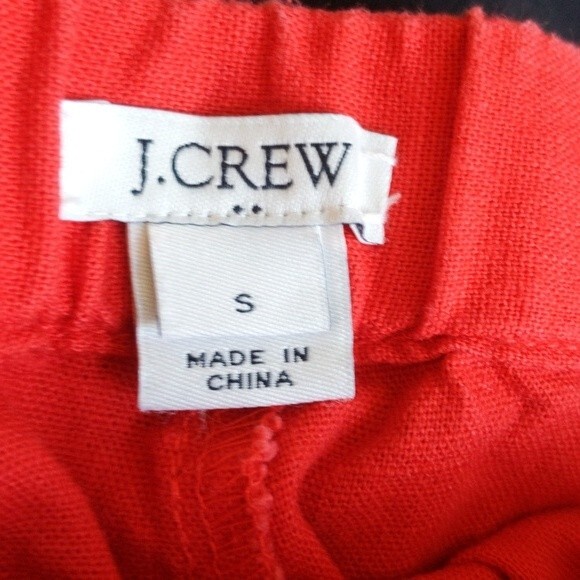 J. Crew - pull-on linen blend shorts - red - pompom trim - Small - Picture 5 of 6